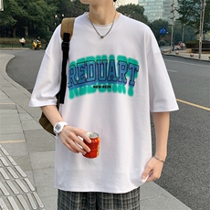 得物抖音40支双纱高品质港风印花时尚纯短袖T恤男女T7196-P40，男装T恤，电商A441-1