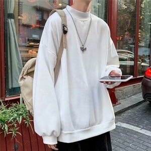 港风秋冬款男半高领卫衣加绒宽松打底外套WY47 P35图片