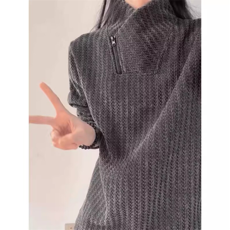 美式斜拉链鱼骨纹卫衣加绒加厚打底T恤*CK93*P23加绒28,男装T恤,星座511-1
