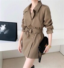 时尚风衣搭配修身，女装风衣，千利红