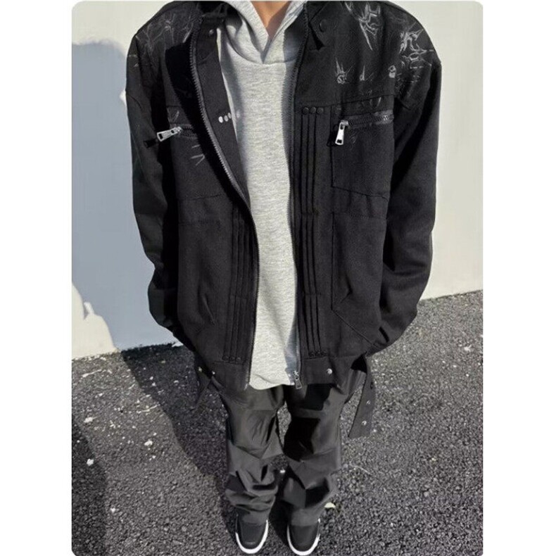 机车棒球服外套男春秋季牛仔工装休闲宽松情侣夹克上衣JK12,男装夹克,星座1116A（原606A-3）