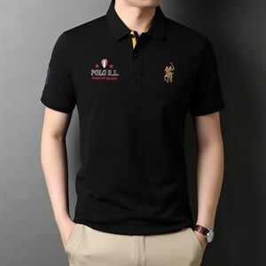 短袖男士T恤2023夏季新款翻领宽松时尚潮流百搭休闲男装上衣图片