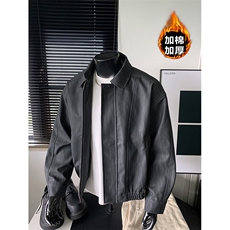 抗寒加棉保暖扎染翻领PU皮棉服夹克外套男J5228J加棉-特P95控158，男装夹克，电商A001-1