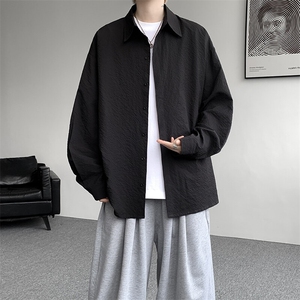 8XL-M泡泡纱盐缩肌理长袖衬衫男夏季冰丝外套防晒衬衣CS29007P40图片