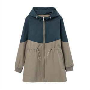 2022春秋季新款时尚气质拼接连帽风衣外套，女装风衣，依倍林