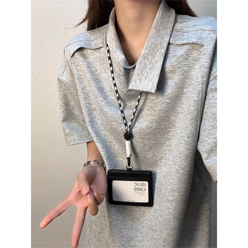 拼接设计感复古短袖T恤不规则翻领polo衫男女 5X3030-TP25不图片