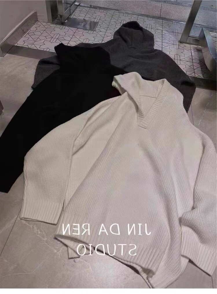 连帽毛衣女秋冬2024新款宽松慵懒风针织衫长袖上衣,女装羊毛衫,思途羊绒