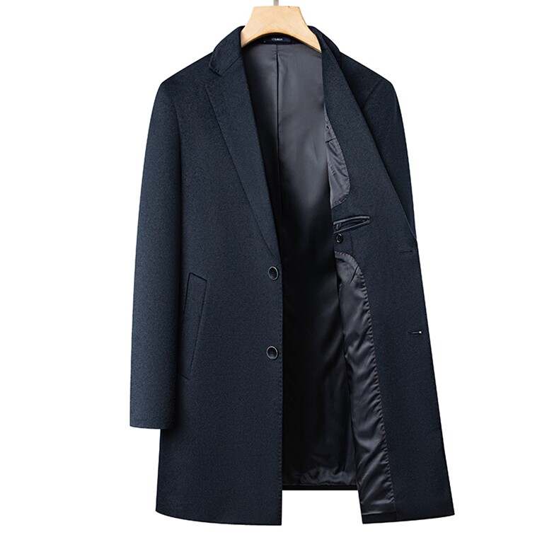 冬季新款男士毛呢外套中长款90羊毛大衣商务男装西装领风衣，男装风衣，电商B360