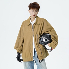 2026春季新款现货翻领夹克男纯棉上衣外套DSA157B-JK7944-特P95，男装夹克，电商A157B