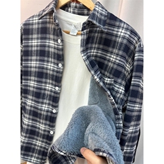 【有货】JR274CC-特P42加绒加厚格子衬衫男复古保暖衬衣外套，男装衬衫，星座1007（原301D）