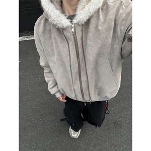 韩系高级感座山雕男女同款冬季PU皮夹棉棉服ZX45批118图片