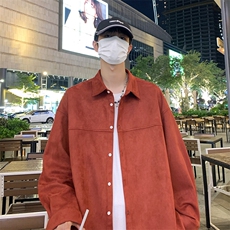 2025港风夜景麂皮绒宽松时尚长袖衬衫S70P48控68，男装衬衫，电商A247