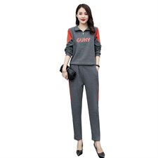 时尚拼接减龄套装女2025新款韩版春秋休闲运动宽松显瘦卫衣两件套，女装套装/套裙，凯瑟曼