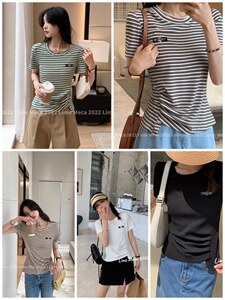 侧抽褶小花装饰T恤,女装T恤,Lime meca 俪米