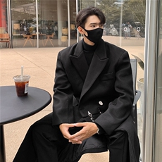 2025港风中长款英伦金属装饰毛呢风衣男聚酯纤维FY77072P138，男装风衣，星座227-7