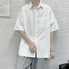 无领带夏季薄款短袖衬衫男港风宽松班服DK学院风衬衣C2002/P25，男装衬衫，电商D202-1