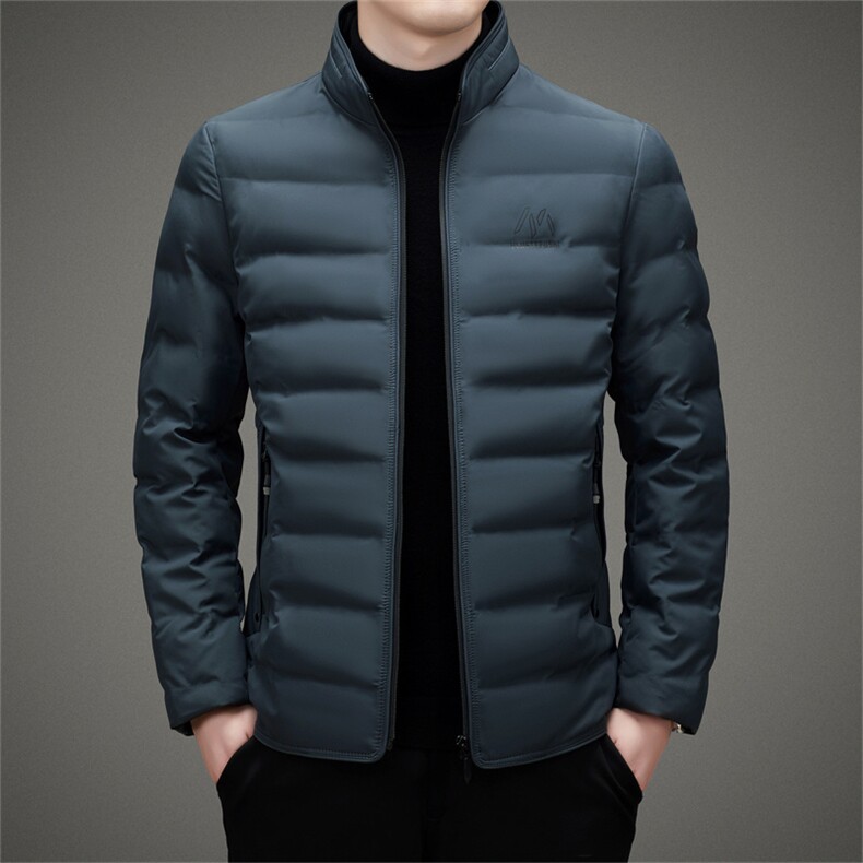 中年立领休闲羽绒服冬季新款男士加厚保暖白鸭绒外套上衣爸爸装,男装羽绒服,电商B212（原钱塘6029）