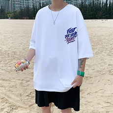 夏款大码纯宽松短袖T恤2023个性印花男女同款1166-P38控价58，男装T恤，电商A441-1