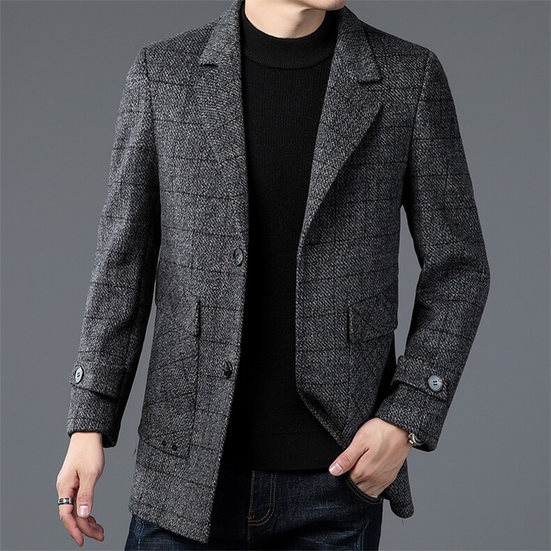 DZ93688钱塘2020-3中年男士时尚休闲简约中年男士毛呢大衣P315，男装毛呢大衣，钱塘207-3