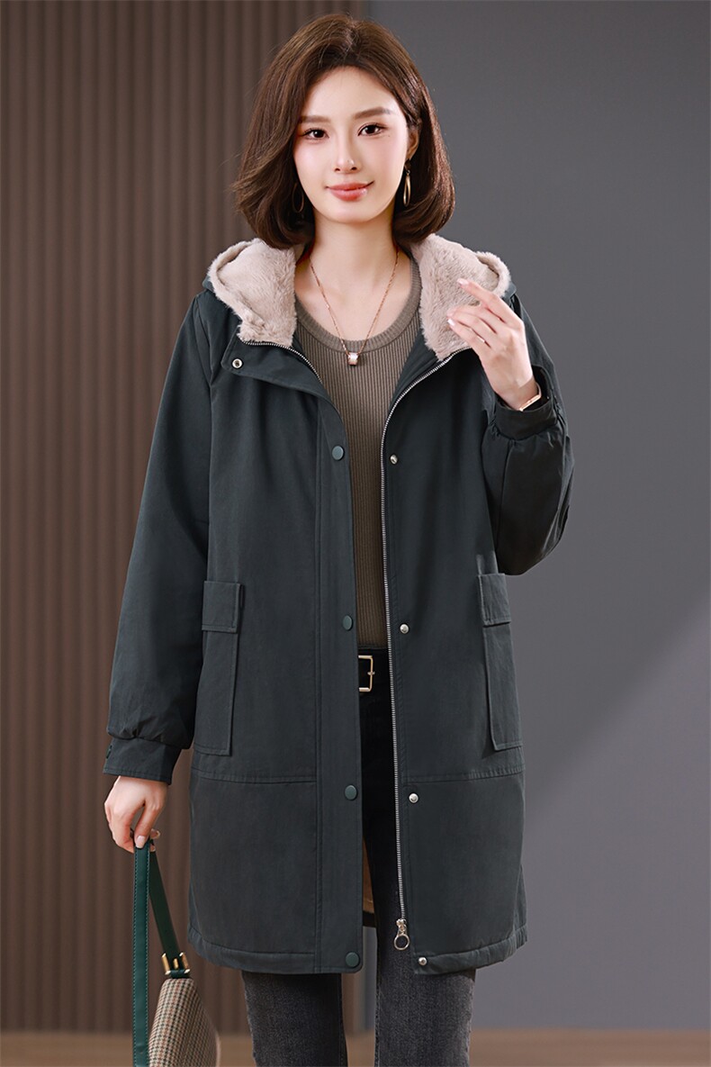 棉服女2024年新款冬季爆款大码宽松中老年妈妈加绒加厚派克服外套,女装派克服,韩派