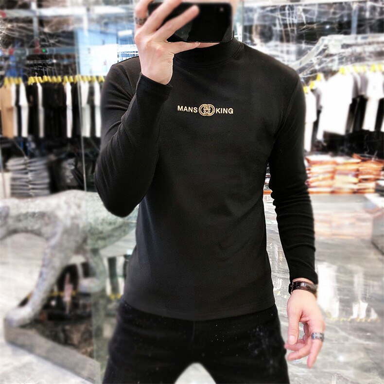 22新款秋冬潮牌男简欧大码圆领双面德绒打底衫长袖A-801-P53,男装T恤,电商A227B（原钱塘4066-1）