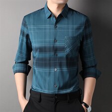 2023新款春秋季长袖衬衫男提花商务休闲衬衣中年爸爸装时尚百搭，男装衬衫，电商B212（原钱塘6029）