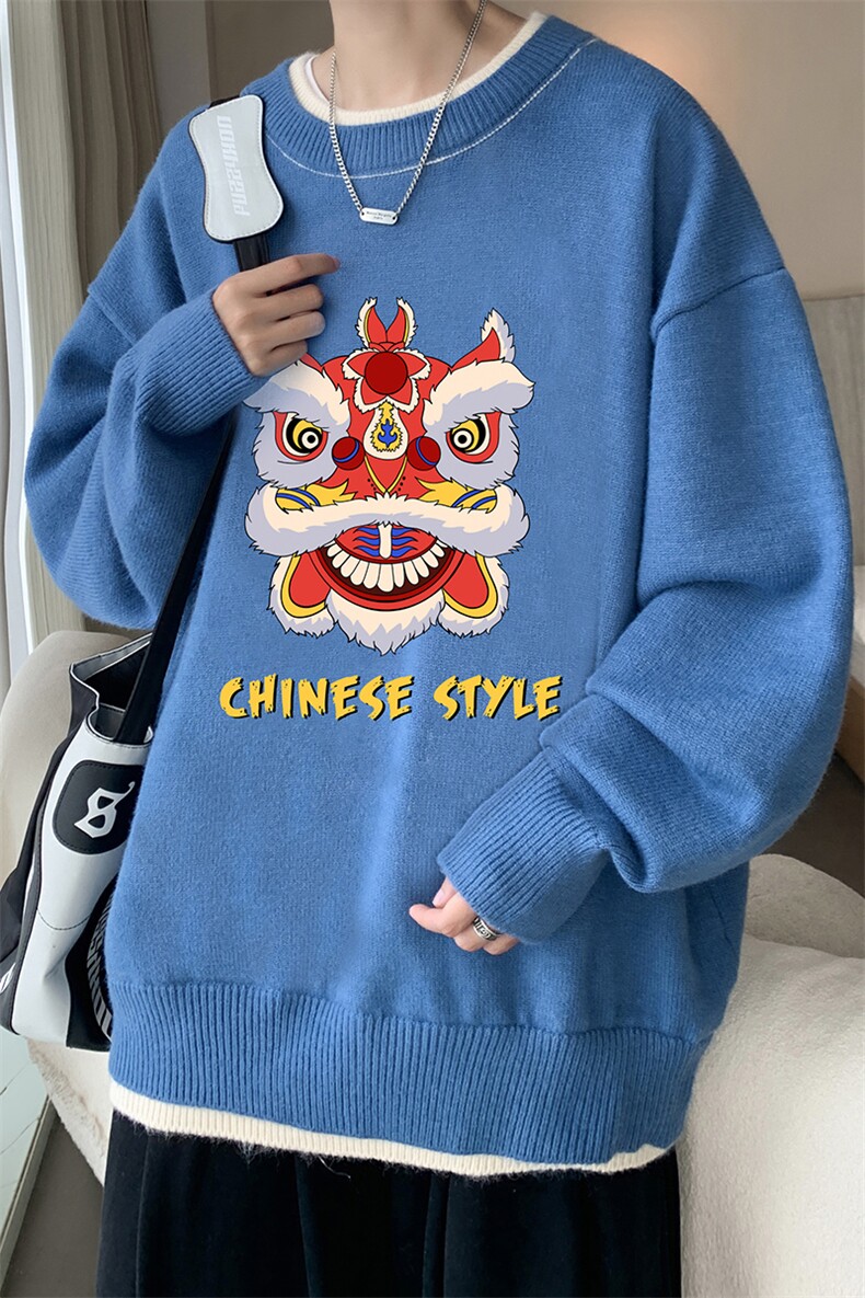 控78假两件毛衣男大码加绒针织衫男毛线衣M80185-P55加绒P70,男装针织衫/毛衣,电商A040