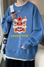 控78假两件毛衣男大码加绒针织衫男毛线衣M80185-P55加绒P70，男装针织衫/毛衣，电商A040