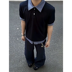 【有货】DPL182-特批55原版高质量藏青色假俩件POLO短袖衬衫，男装Polo衫，星座603-2