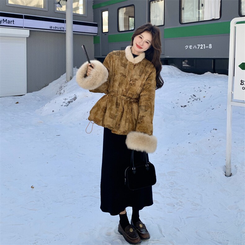 毛绒拼接新中式风羽绒服2025新款深冬超好看洋气设计感90绒外套,女装羽绒服,2C159