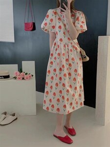 韩风小花连衣裙图片