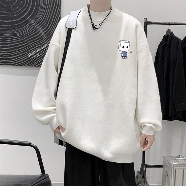 半高领毛衣男大码胖子针织衫毛线衣M18400-P45加绒款-P65,男装针织衫/毛衣,电商A040
