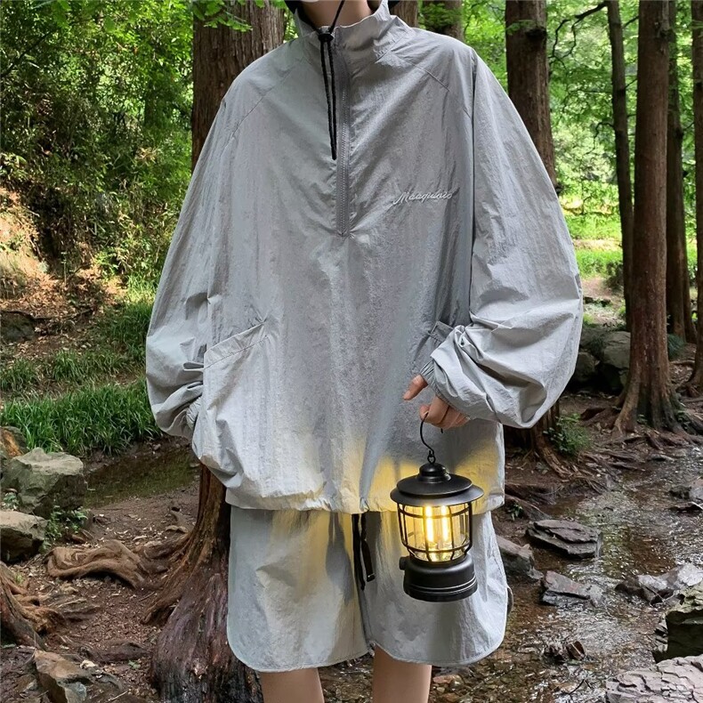 运动套装男夏薄款速干透气防晒衣外套夏装搭配一整套Q8P55,男装休闲套装,星座1116-2