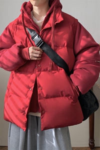 新款假两件棉服男加厚羽绒棉衣情侣款连帽拼色连帽外套M092-P75图片