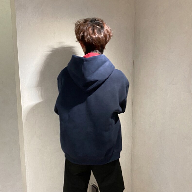 抖音得物二开美式高街重磅结构双层撞色连帽卫衣开衫外套W116,男装卫衣,电商A486