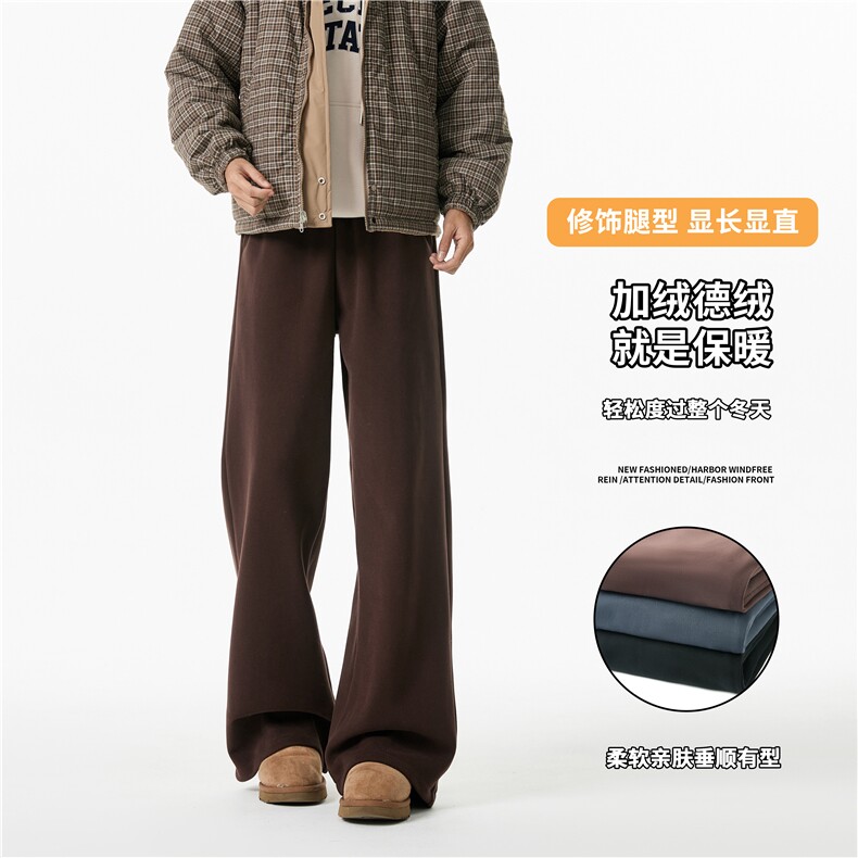 2025冬季新款保暖德绒加绒宽松直筒休闲裤B315-K878JR-p55控78,男装棉衣,电商B315