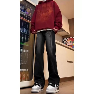 美式潮牌牛仔裤男拼接解构微喇直筒弹力修身裤子513ACK2703P43