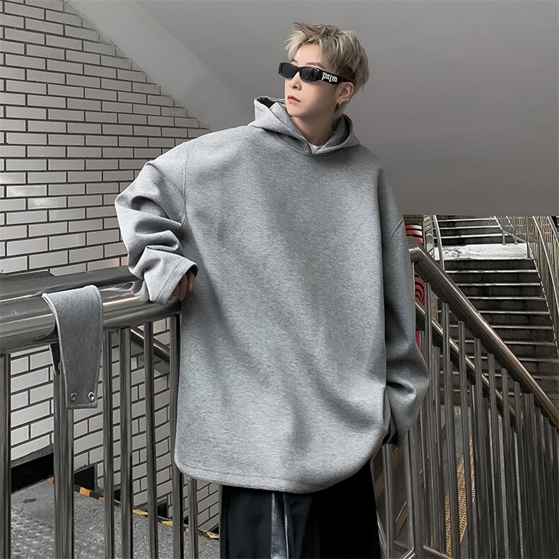加厚加绒冬款男连帽套头卫衣设计感纽扣外套WY109P50,男装卫衣,星座1013-1