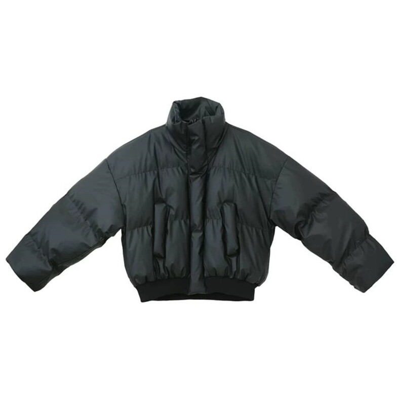 现货5W件冬季三防重磅硬挺boxy短款羽绒立领PU皮棉衣外套加厚棉服,男装棉衣,电商A486-1