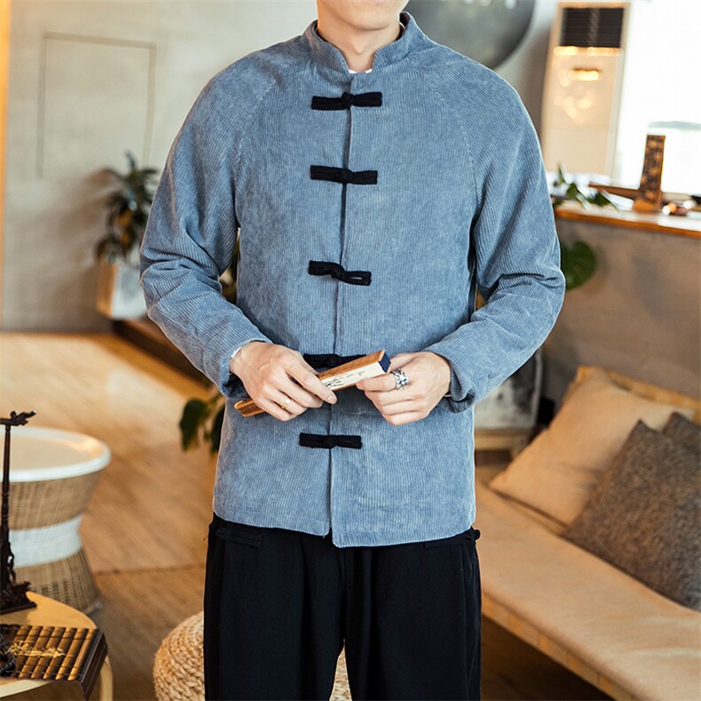 2021春季风复古盘扣唐装灯芯绒夹克衫男外套中山装8822/特，男装夹克，电商B275