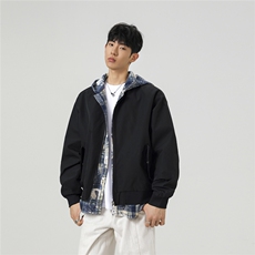 可二开假两件格子拼接大码M-5XL夹克聚酯纤维JK78094P75控118，男装夹克，星座227-7