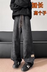 春季加长版裤子男款痞帅脏脏阔腿裤185cm110直筒休闲长裤KZ025P45，男装休闲裤，电商B312