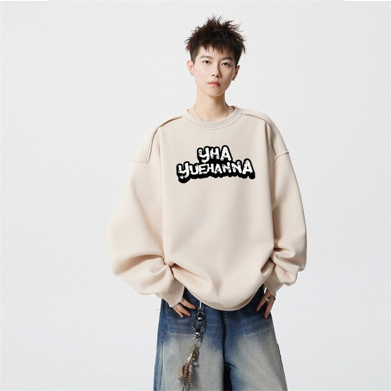 得物供货、重磅420克现货圆领卫衣宽松HD019-1-WY2746LL-P35,男装卫衣,电商019-1