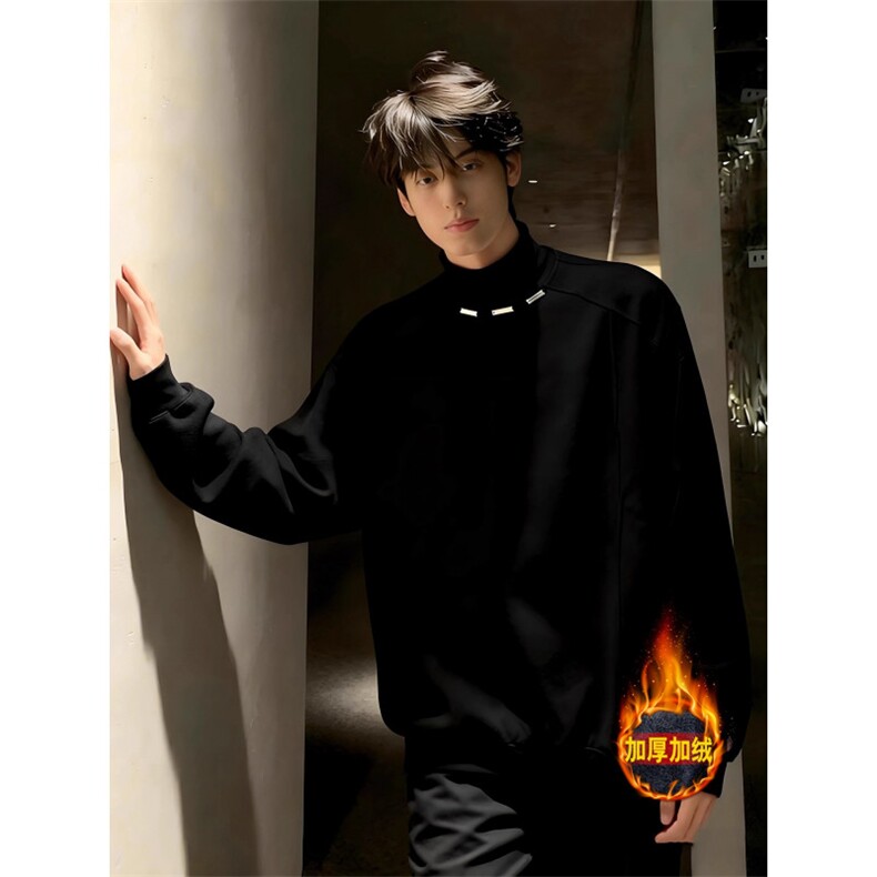 [003]卫衣男款加绒柳钉长袖T恤痞帅短款外套A079-W220-P45,男装T恤,电商A079