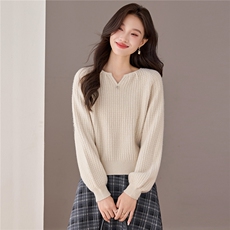 慵懒风V领镂空细闪慵懒针织衫欧洲站2025秋季新款韩系别致上衣女，女装羊毛衫，艾米