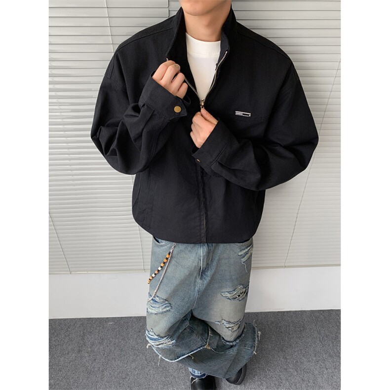 现货得物二开立领教练夹克男秋cleanfit美式休闲外套JK1257-P85,男装夹克,星座1103-3