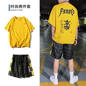 运动套装男韩版潮流夏季新款男士青少年短袖t恤潮两件套DS785T图片