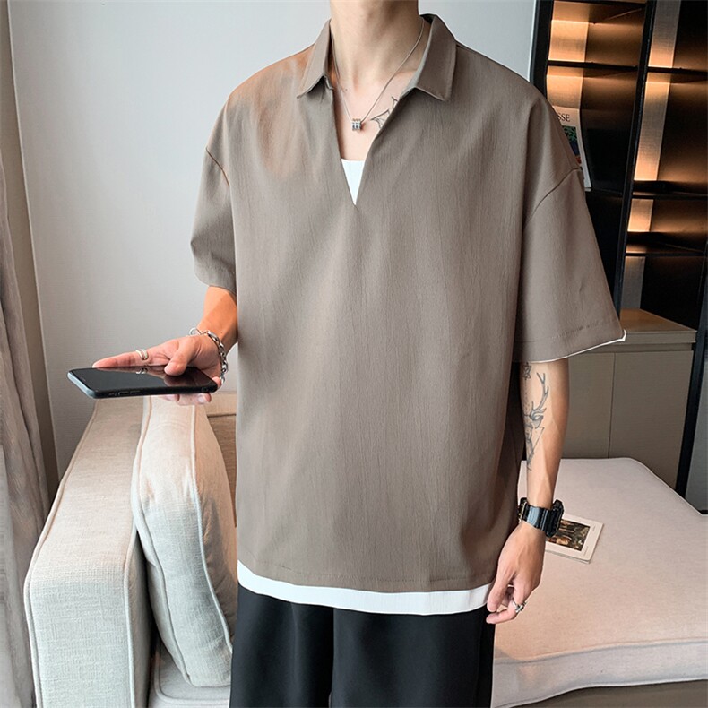 夏季简约日系休闲polo衫男港风翻领短袖宽松体恤衫潮流PL0378-P30,男装Polo衫,星座308B-2