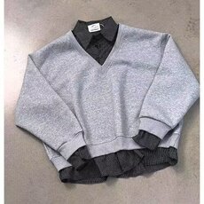 E03-P522025日系假两件衬衫卫衣情侣学生复古休闲拼接条纹polo衫，男装Polo衫，电商B323A