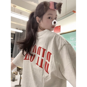 H0706-P35前后全刺绣休闲宽松短袖T恤女图片
